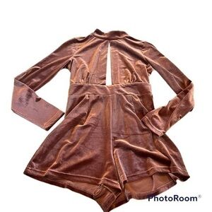 Sexy Fringe velvet open neck and key hole back romper